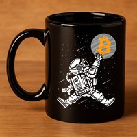 Cryptocurrency Bitcoin Space Moon Funny 11oz C Handle Ceramic Mug