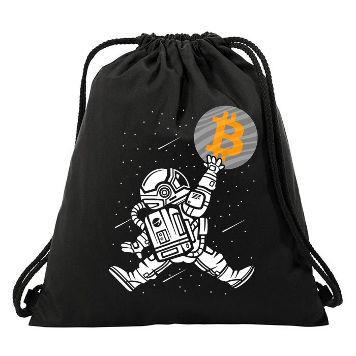 Cryptocurrency Bitcoin Space Moon Funny Drawstring Bag