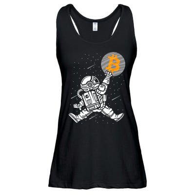 Cryptocurrency Bitcoin Space Moon Funny Ladies Essential Flowy Tank