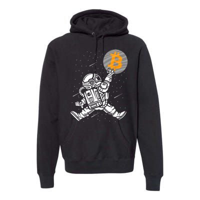 Cryptocurrency Bitcoin Space Moon Funny Premium Hoodie