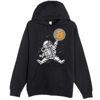Cryptocurrency Bitcoin Space Moon Funny Premium Pullover Hoodie