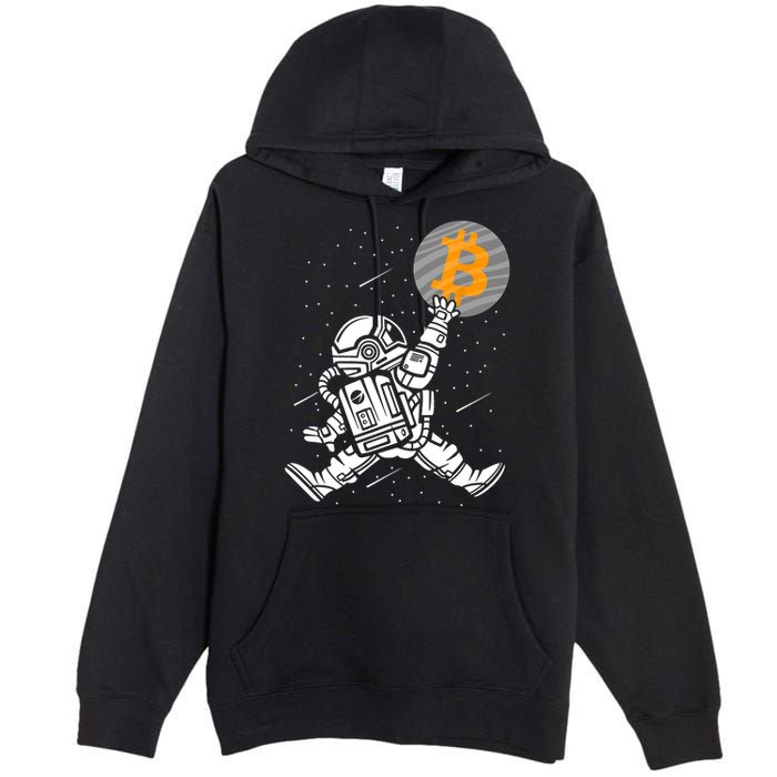 Cryptocurrency Bitcoin Space Moon Funny Premium Pullover Hoodie