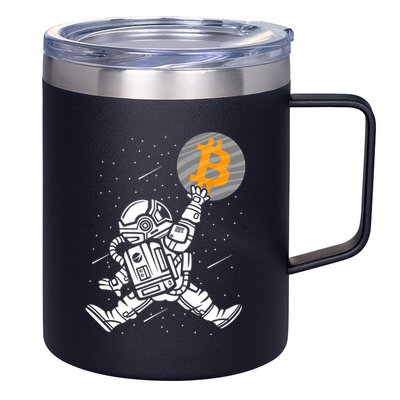 Cryptocurrency Bitcoin Space Moon Funny 12oz Stainless Steel Coffee Mug