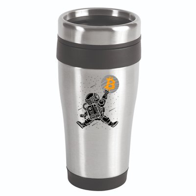Cryptocurrency Bitcoin Space Moon Funny 16oz Travel Tumbler