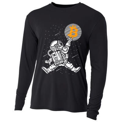Cryptocurrency Bitcoin Space Moon Funny Cooling Performance Long Sleeve Crew