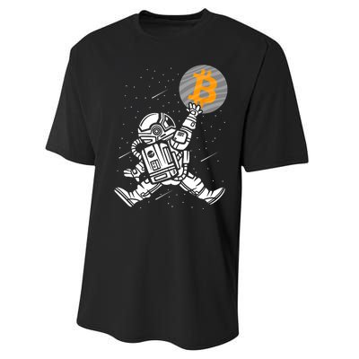 Cryptocurrency Bitcoin Space Moon Funny Performance Sprint T-Shirt