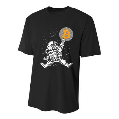 Cryptocurrency Bitcoin Space Moon Funny Youth Performance Sprint T-Shirt
