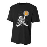 Cryptocurrency Bitcoin Space Moon Funny Youth Performance Sprint T-Shirt
