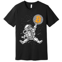 Cryptocurrency Bitcoin Space Moon Funny Premium T-Shirt
