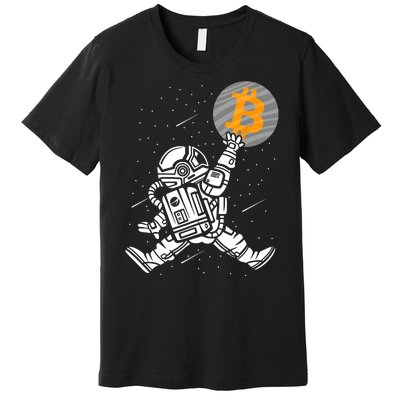 Cryptocurrency Bitcoin Space Moon Funny Premium T-Shirt