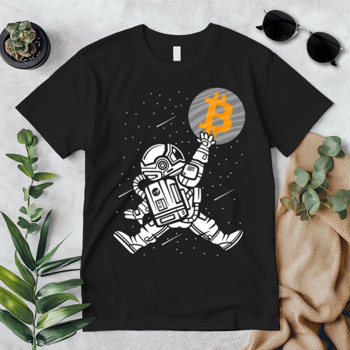 Cryptocurrency Bitcoin Space Moon Funny Premium T-Shirt