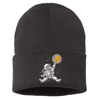 Cryptocurrency Bitcoin Space Moon Funny Sustainable Knit Beanie