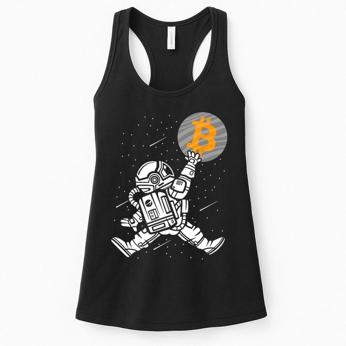 Cryptocurrency Bitcoin Space Moon Funny Womens Tank Top