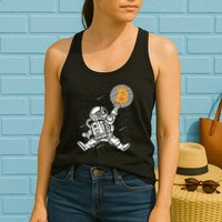 Cryptocurrency Bitcoin Space Moon Funny Womens Tank Top