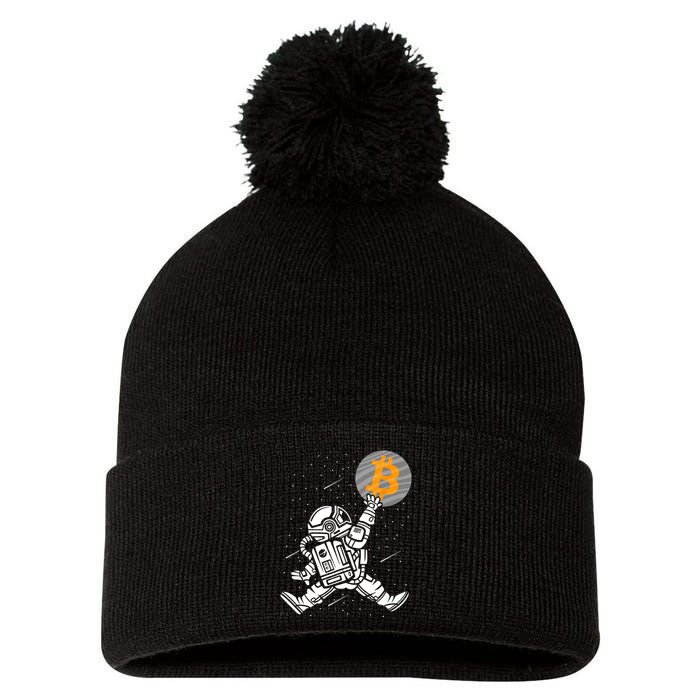 Cryptocurrency Bitcoin Space Moon Funny Pom Pom 12in Knit Beanie