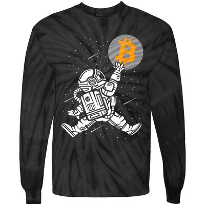 Cryptocurrency Bitcoin Space Moon Funny Tie-Dye Long Sleeve Shirt