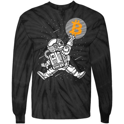 Cryptocurrency Bitcoin Space Moon Funny Tie-Dye Long Sleeve Shirt