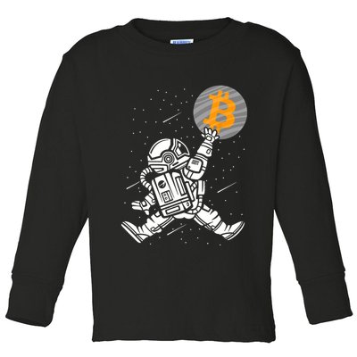 Cryptocurrency Bitcoin Space Moon Funny Toddler Long Sleeve Shirt