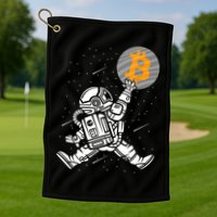 Cryptocurrency Bitcoin Space Moon Funny Golf Towel
