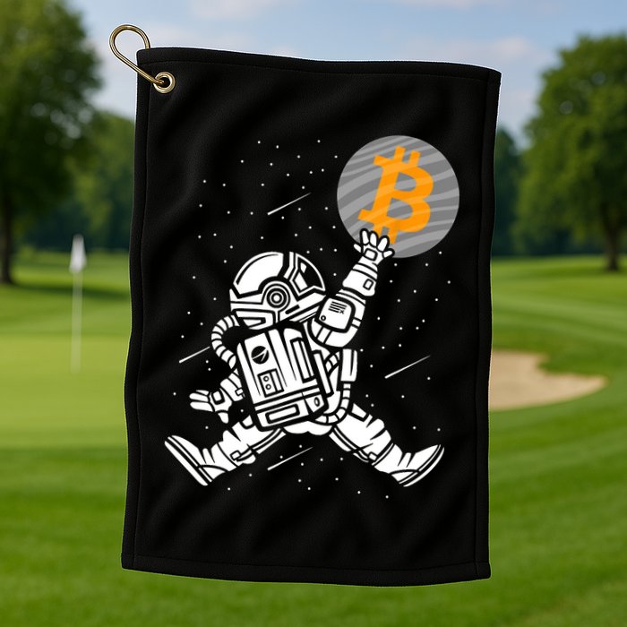 Cryptocurrency Bitcoin Space Moon Funny Golf Towel