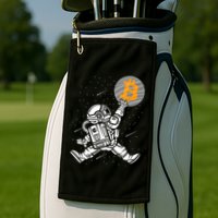 Cryptocurrency Bitcoin Space Moon Funny Golf Towel