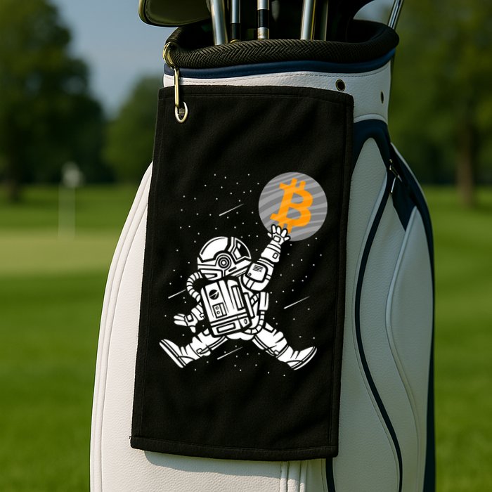 Cryptocurrency Bitcoin Space Moon Funny Golf Towel