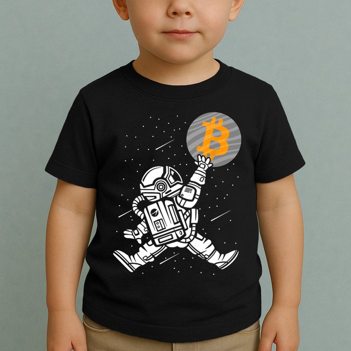 Cryptocurrency Bitcoin Space Moon Funny Toddler T-Shirt