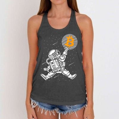 Cryptocurrency Bitcoin Space Moon Funny Women's Knotted Racerback Tank