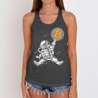 Cryptocurrency Bitcoin Space Moon Funny Women's Knotted Racerback Tank