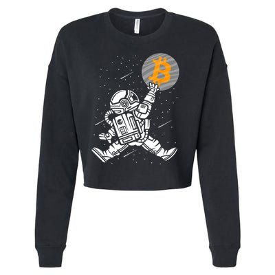 Cryptocurrency Bitcoin Space Moon Funny Cropped Pullover Crew