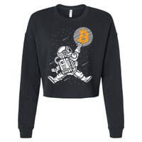 Cryptocurrency Bitcoin Space Moon Funny Cropped Pullover Crew