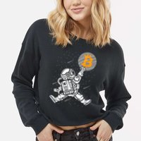 Cryptocurrency Bitcoin Space Moon Funny Cropped Pullover Crew
