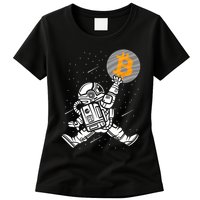 Cryptocurrency Bitcoin Space Moon Funny Womens T-Shirt