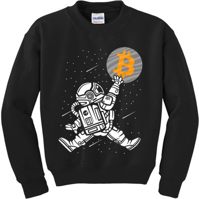 Cryptocurrency Bitcoin Space Moon Funny Kids Sweatshirt