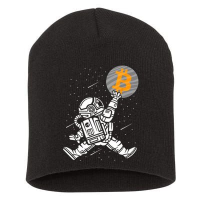Cryptocurrency Bitcoin Space Moon Funny Short Acrylic Beanie