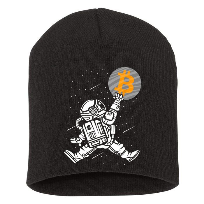Cryptocurrency Bitcoin Space Moon Funny Short Acrylic Beanie