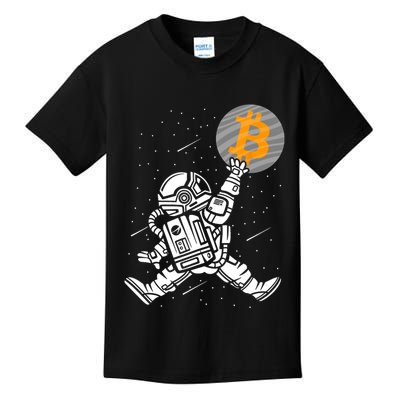 Cryptocurrency Bitcoin Space Moon Funny Kids T-Shirt