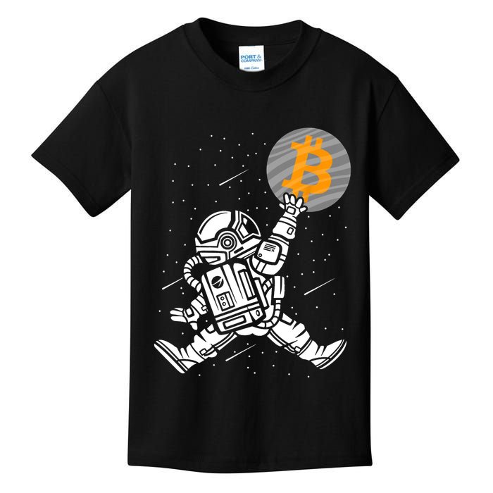 Cryptocurrency Bitcoin Space Moon Funny Kids T-Shirt