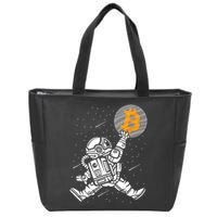 Cryptocurrency Bitcoin Space Moon Funny Zip Tote Bag
