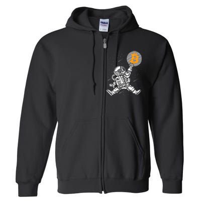 Cryptocurrency Bitcoin Space Moon Funny Full Zip Hoodie