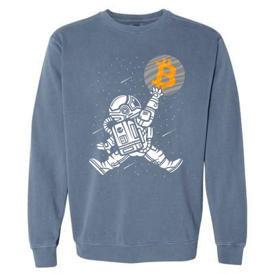 Cryptocurrency Bitcoin Space Moon Funny Garment-Dyed Sweatshirt