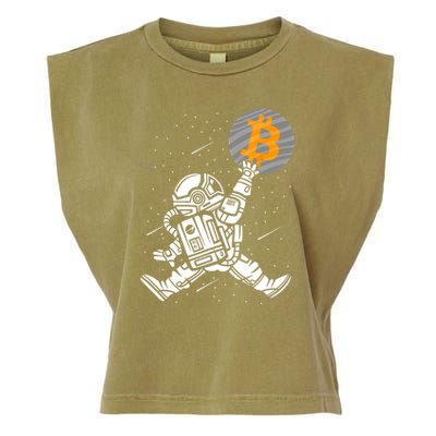 Cryptocurrency Bitcoin Space Moon Funny Garment-Dyed Women's Muscle Tee