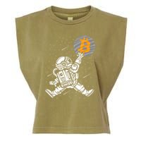 Cryptocurrency Bitcoin Space Moon Funny Garment-Dyed Women's Muscle Tee