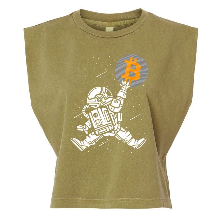 Cryptocurrency Bitcoin Space Moon Funny Garment-Dyed Women's Muscle Tee