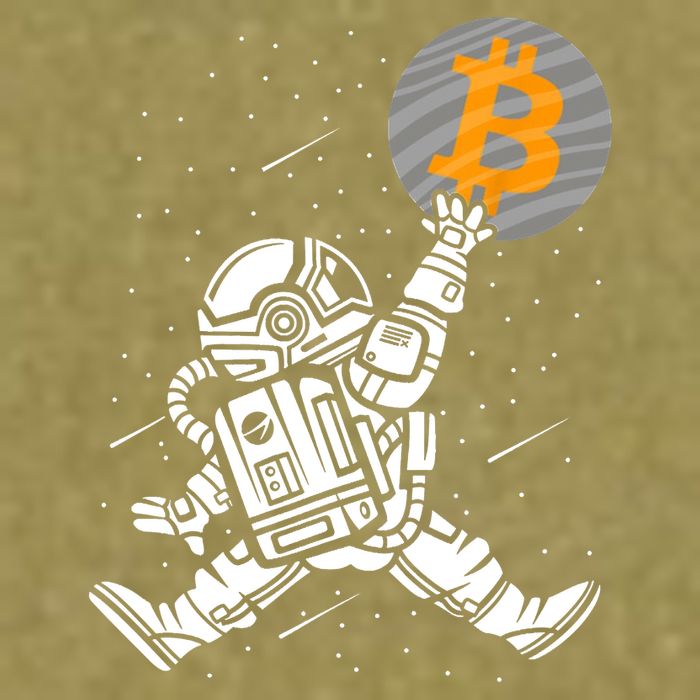 Cryptocurrency Bitcoin Space Moon Funny Garment-Dyed Women's Muscle Tee