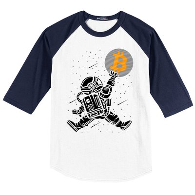 Cryptocurrency Bitcoin Space Moon Funny Baseball Sleeve Shirt