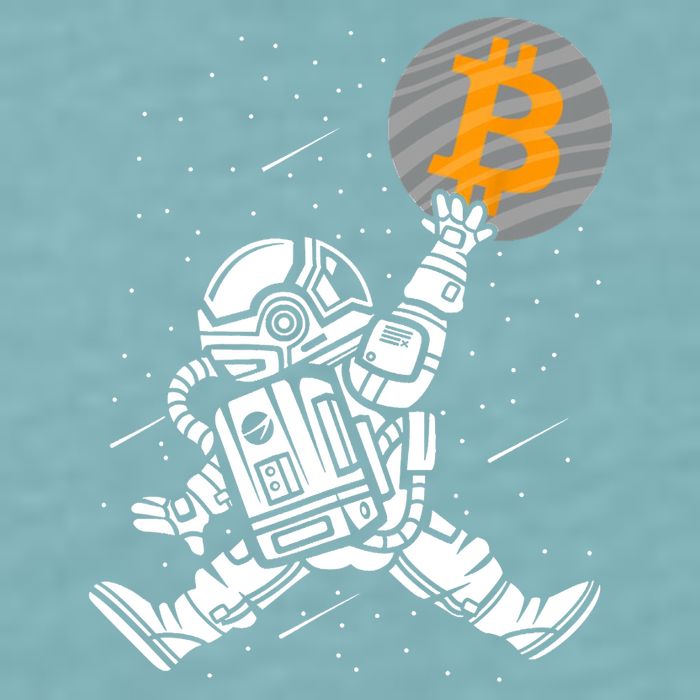 Cryptocurrency Bitcoin Space Moon Funny Sueded Cloud Jersey T-Shirt