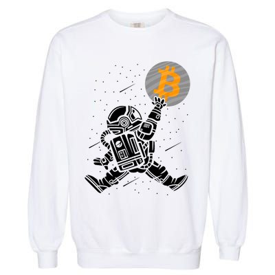 Cryptocurrency Bitcoin Space Moon Funny Garment-Dyed Sweatshirt