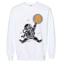 Cryptocurrency Bitcoin Space Moon Funny Garment-Dyed Sweatshirt