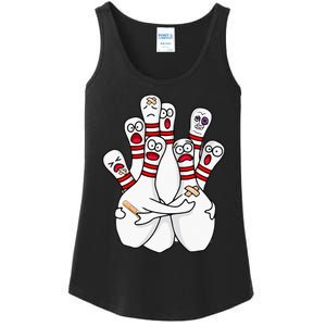 Cartoon Bowling Scared Bowling Pins Funny Sport Bowler Ladies Essential Tank